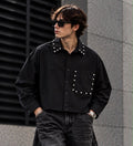 Camicia Nera Oversize da Uomo con Borchie e Taschino | Streetwear Trendy
