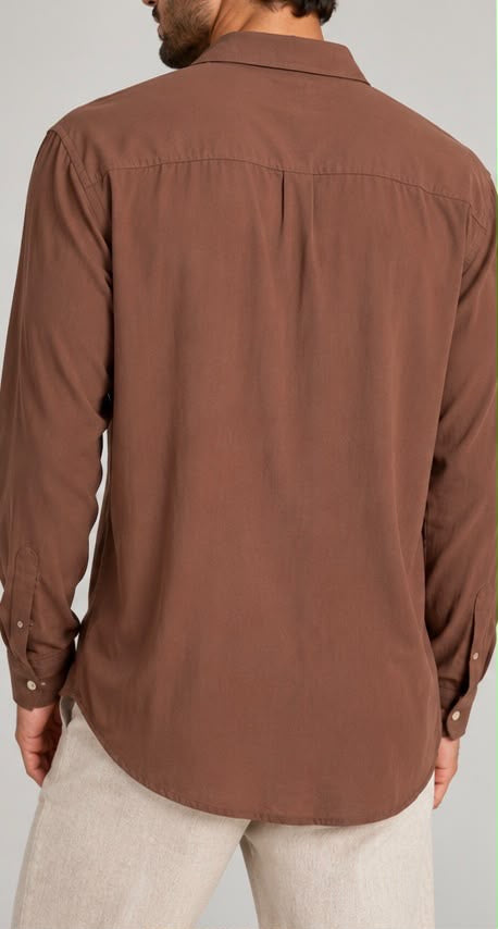 Camicia Casual a Maniche Lunghe (Marrone)