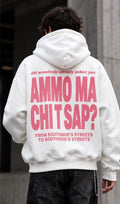 Felpa Oversize Bianca Uomo Ammo ma chi t sap  – Streetwear