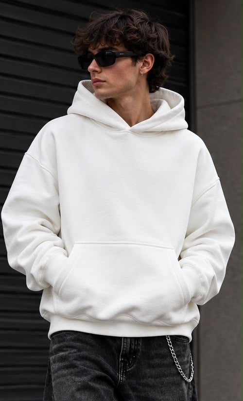 Felpa Oversize Bianca Uomo Ammo ma chi t sap  – Streetwear