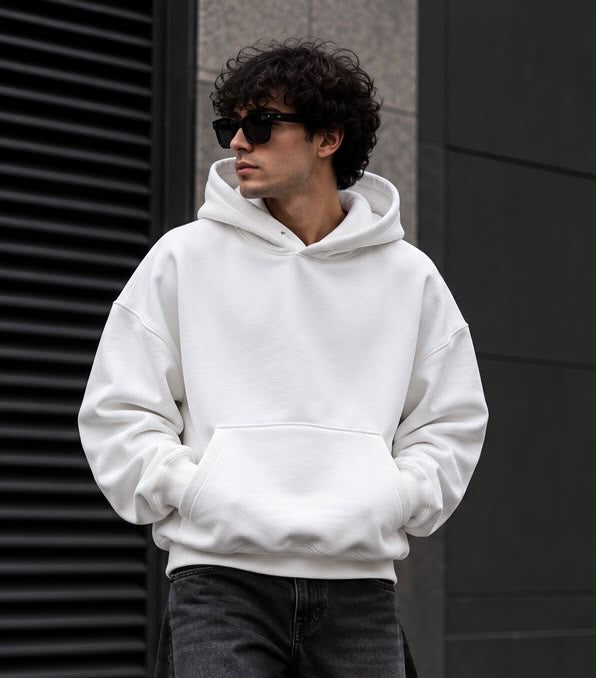 Felpa Oversize bianca Uomo Tu si bell bell assaje bell – Streetwear