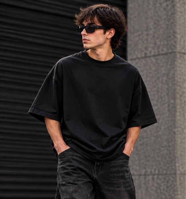T-Shirt Nera Oversize "Obsessión o Nada" | Streetwear Uomo