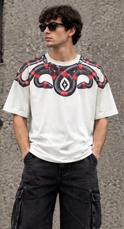 T-shirt Uomo Snake Marcelo Burlon – County of Milan FW26-27 da uomo, 100% cotone. Modello F6CMMATH091.