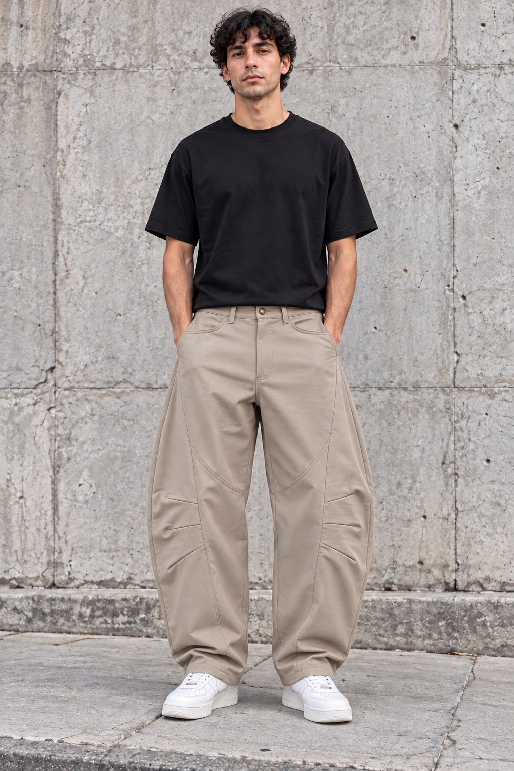 Pantaloni Curvi Parachute / Balloon Beige / Khaki