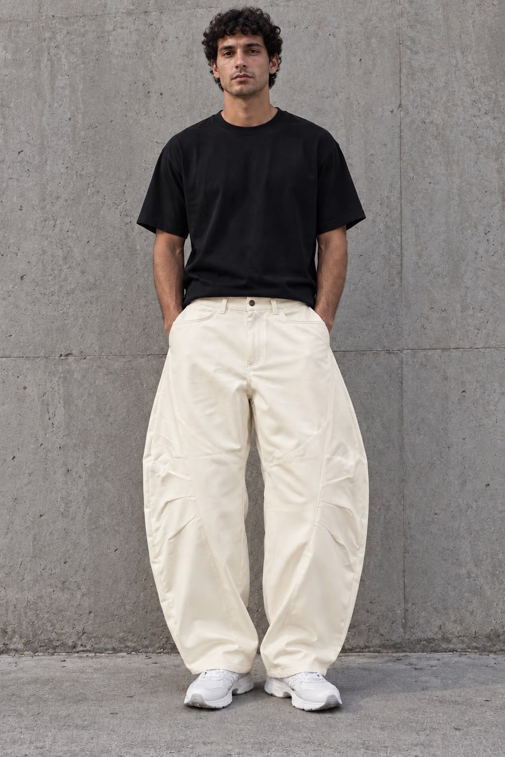 Pantaloni Curvi Parachute / Balloon Panna