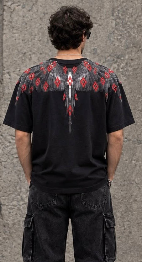 T-shirt Marcelo Burlon Wings Black – Stampa Ali Oversize AI 2026