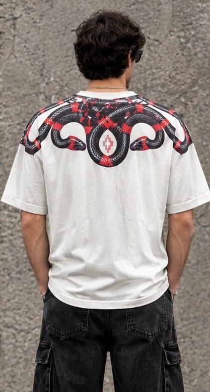 T-shirt Uomo Snake Marcelo Burlon – County of Milan FW26-27 da uomo, 100% cotone. Modello F6CMMATH091.