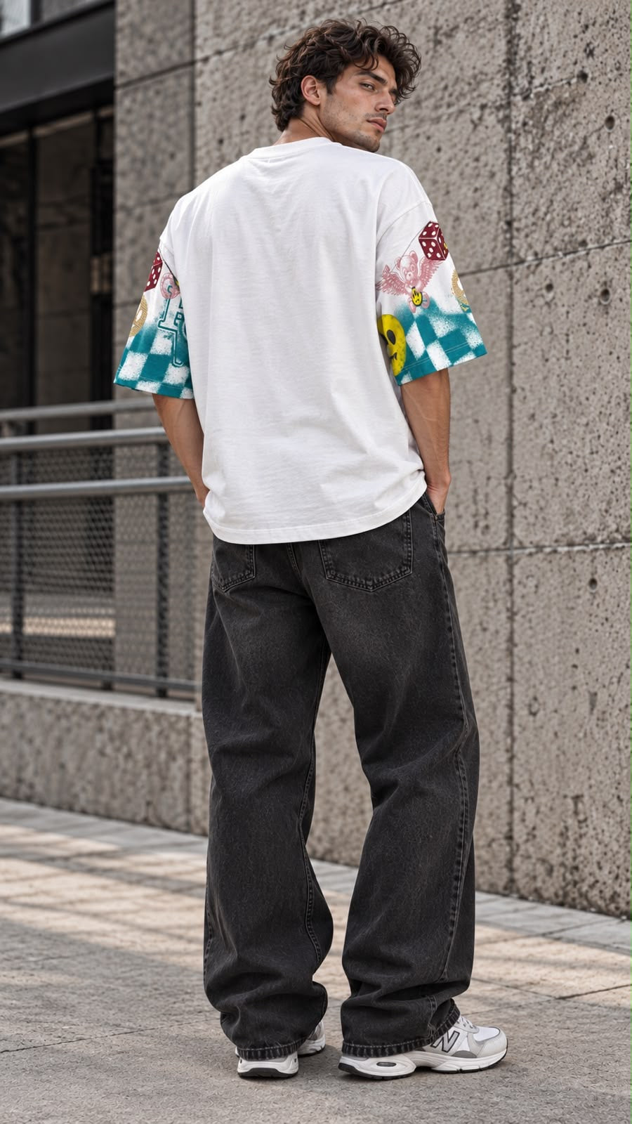 BARROW T-shirt manica corta off white per uomo e donna con stampa grafica check e loghi multicolor.
