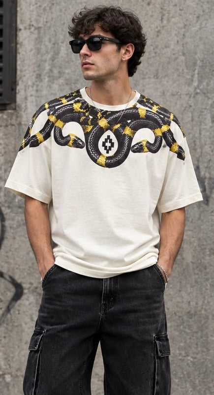 T-shirt Uomo Snake Marcelo Burlon – County of Milan FW26-27 da uomo, 100% cotone. Modello F6CMMATH091.