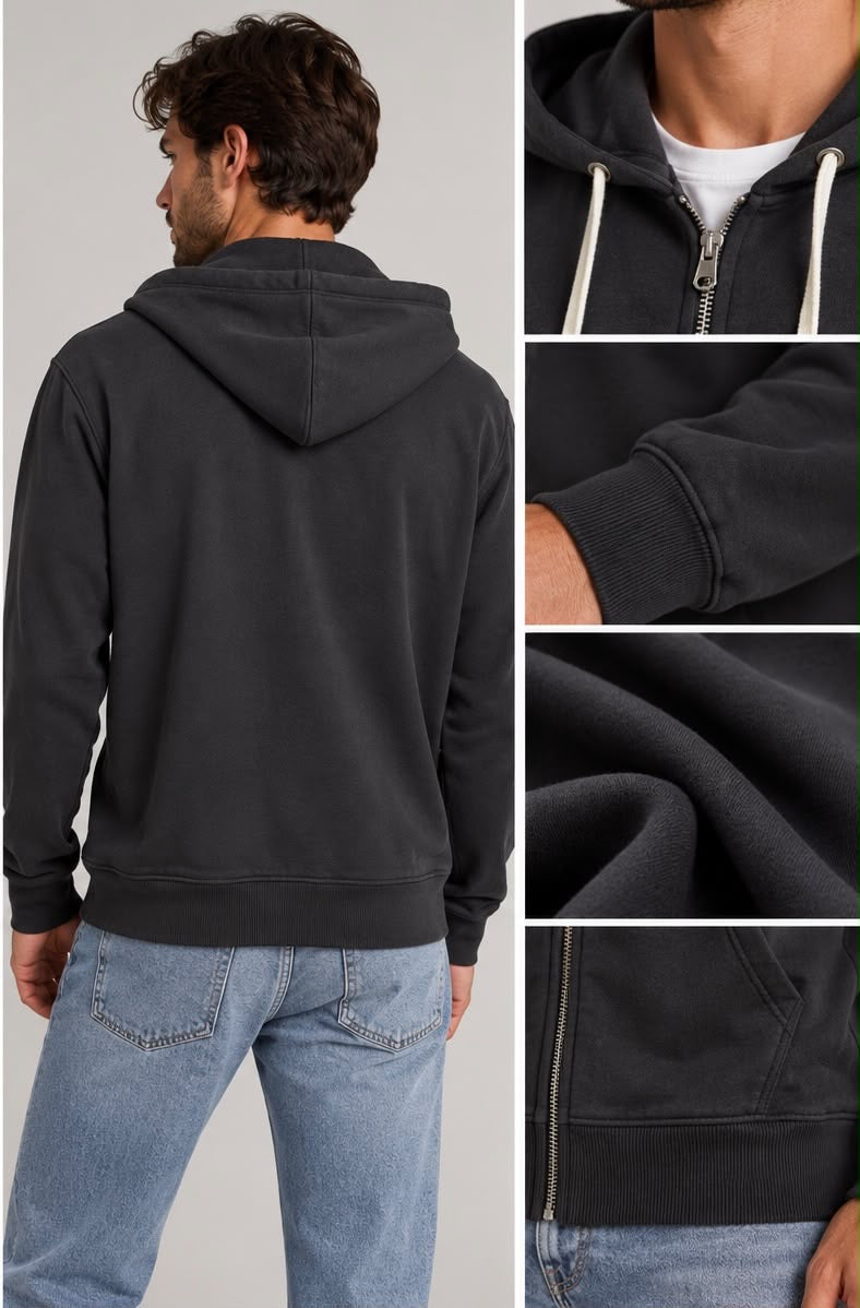 Felpa con Cappuccio e Zip Nera