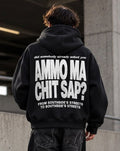 Felpa Oversize Nera Uomo “Ammo ma chi t sap” – Streetwear