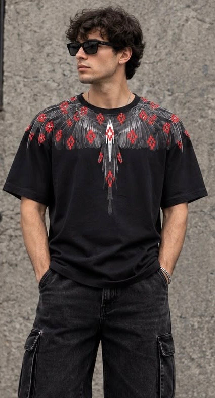 T-shirt Marcelo Burlon Wings Black – Stampa Ali Oversize AI 2026