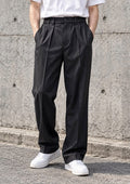Pantaloni Sartoriali Neri con Pinces e Vita Elasticizzata