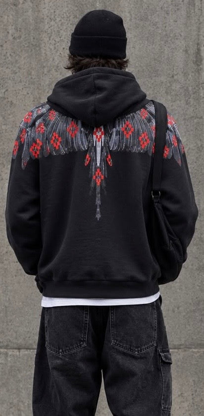 Felpa cappuccio MARCELO BURLON COUNTY OF MILAN F6CMMAHS067 WINGS BLACK
