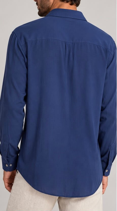 Camicia Casual a Maniche Lunghe (Blu Notte / Blu Pavone)