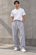 Pantaloni Fluidi Grigio Chiaro con Coulisse Extra Long
