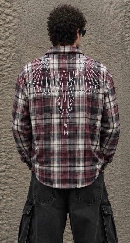 Camicia Marcelo Burlon a quadri in flanella "Icon Wings" uomo