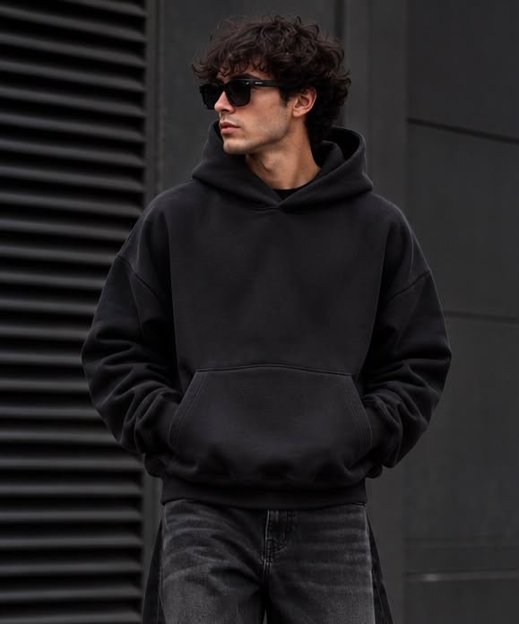 Felpa Oversize Nera uomo Mas Amor por favor – Streetwear