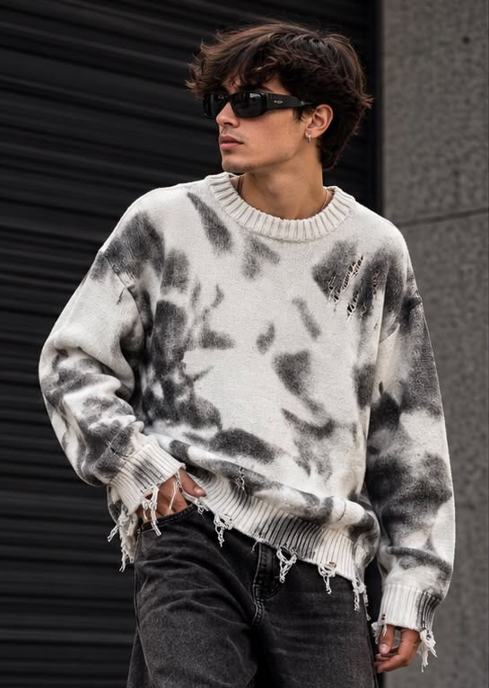 Maglione Maglia Distressed Acid Wash Chiara
