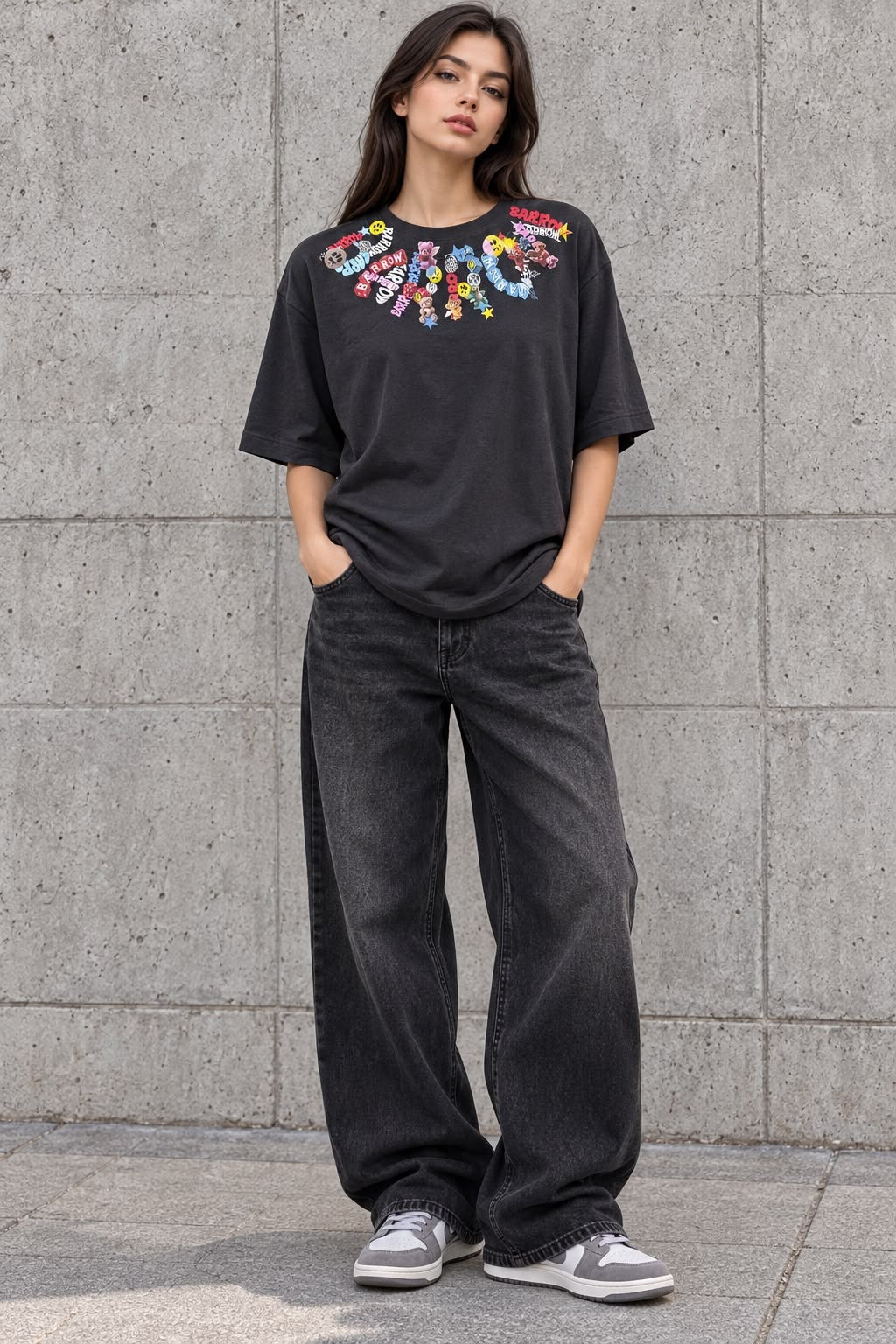 Barrow T-shirt Nera In Jersey Con Stampa F6BWUATH014-110