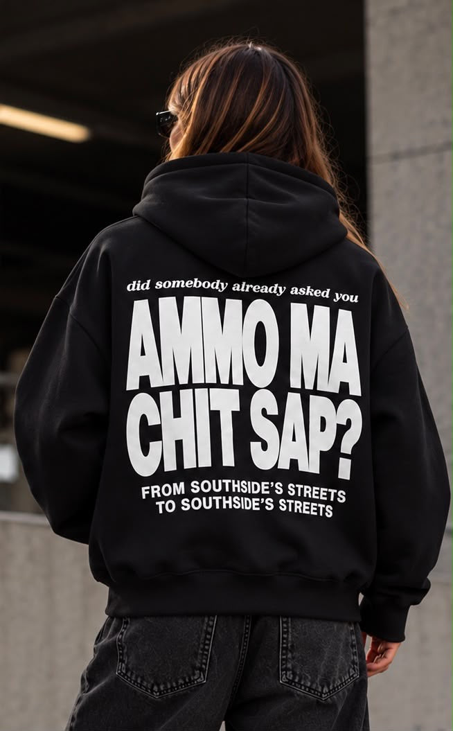 Felpa Nera Donna Ammo ma chit sap | Streetwear