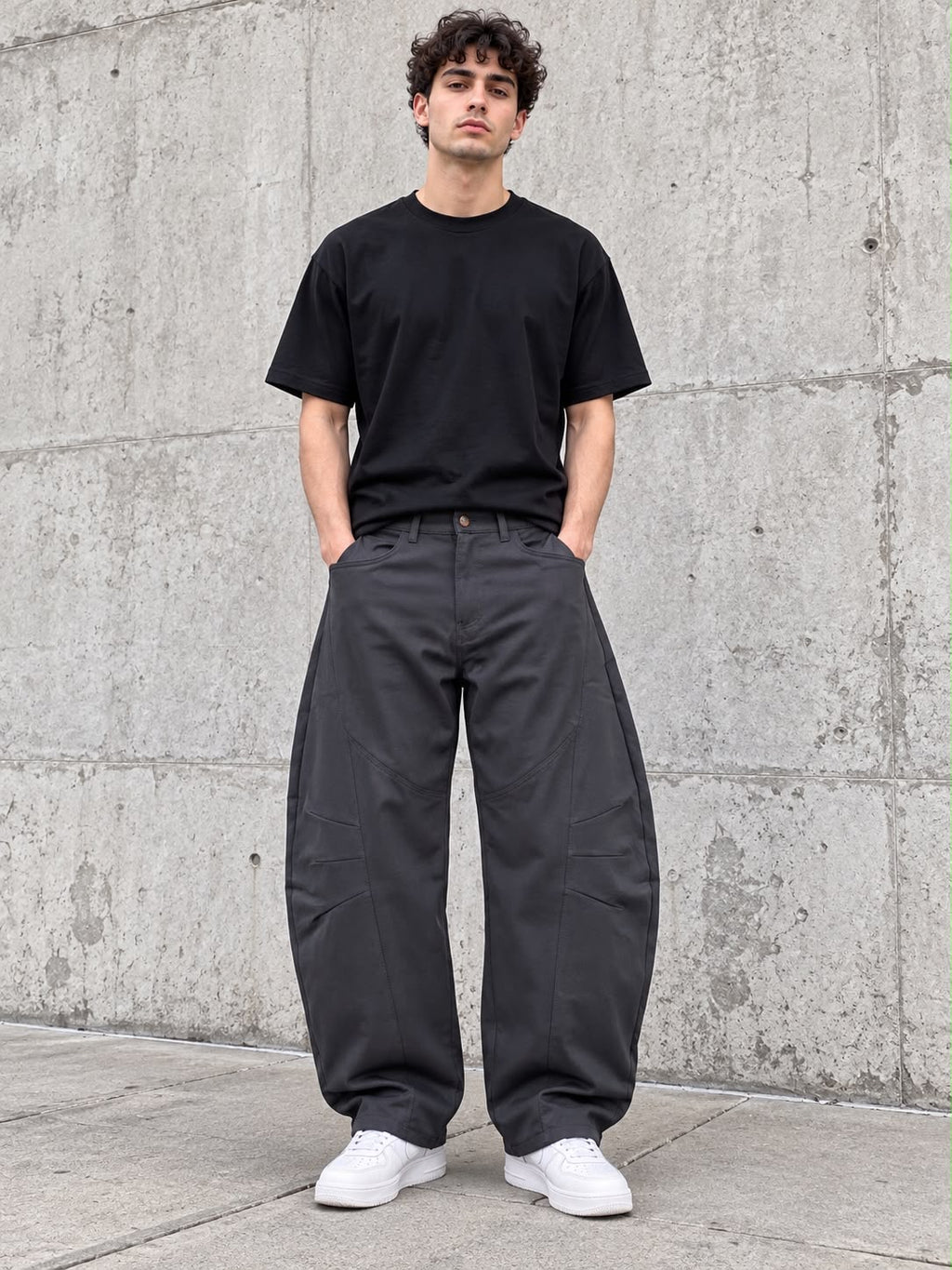 Pantaloni Curvi Parachute / Balloon Antracite Scuro
