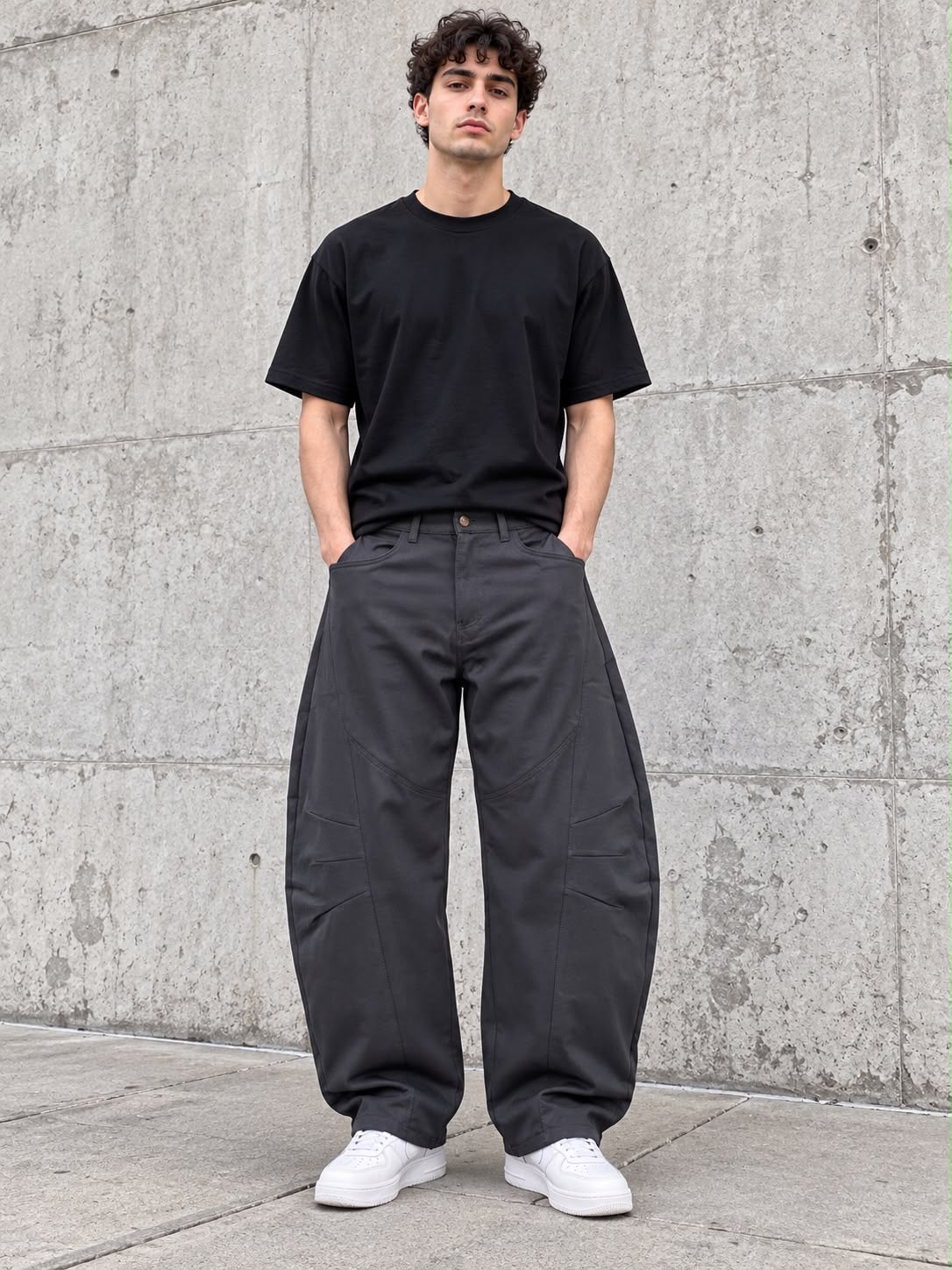 Pantaloni Curvi Parachute / Balloon Antracite Scuro