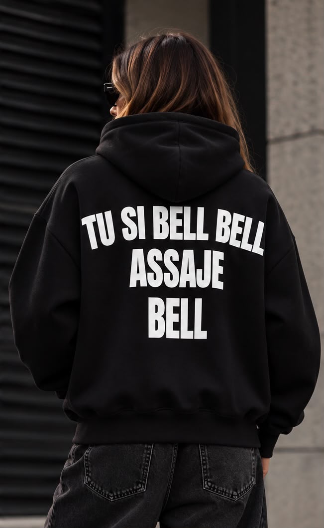 Felpa Nera Donna Tu si bell bell assaje bell | Streetwear