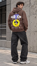 BARROW Felpa con cappuccio choco-marrone per uomo e donna con stampe grafiche colorate sul petto.