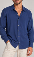 Camicia Casual a Maniche Lunghe (Blu Notte / Blu Pavone)