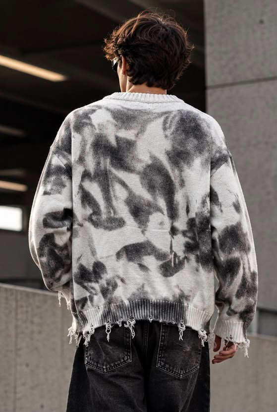 Maglione Maglia Distressed Acid Wash Chiara