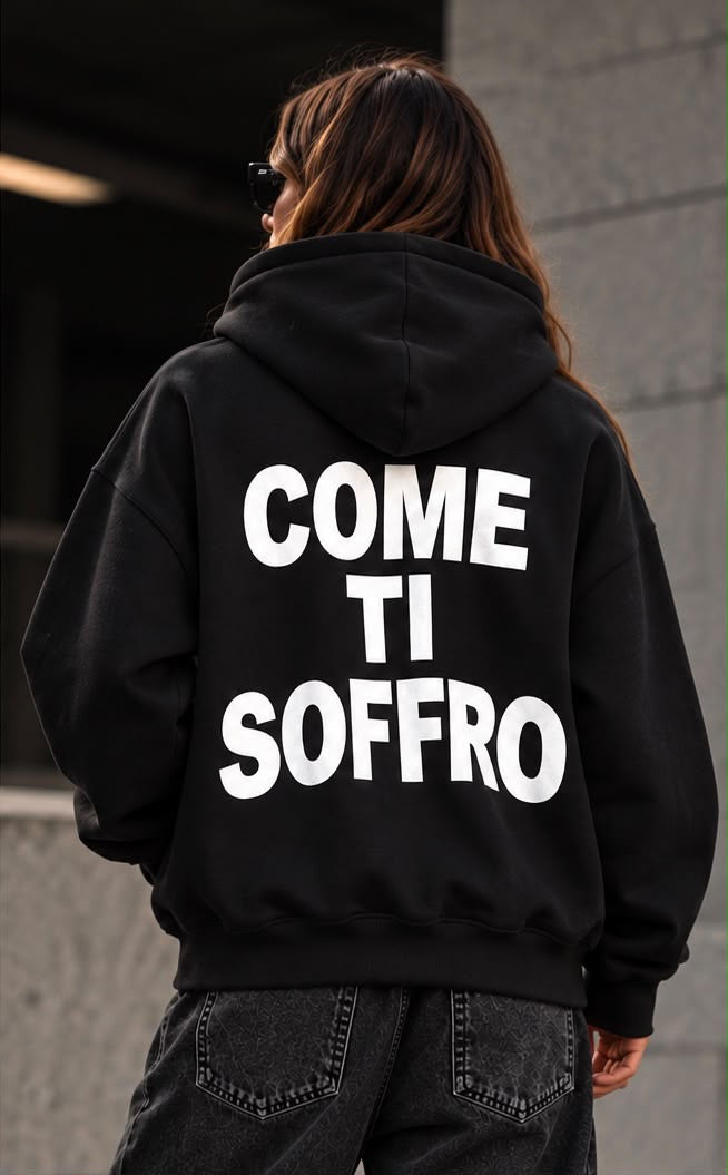 Felpa Nera Donna Come ti soffro | Streetwear