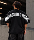 T-Shirt Nera Oversize "Obsessión o Nada" | Streetwear Uomo