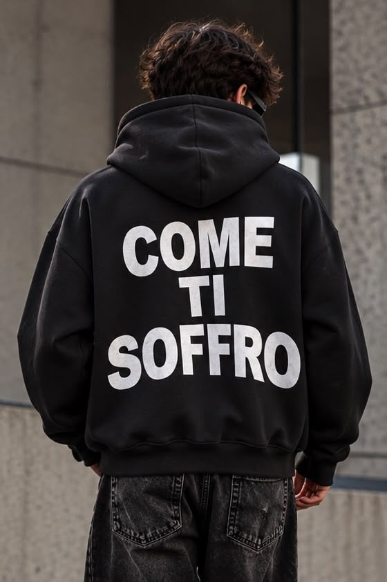 Felpa Oversize Nera Uomo Come ti soffro – Streetwear